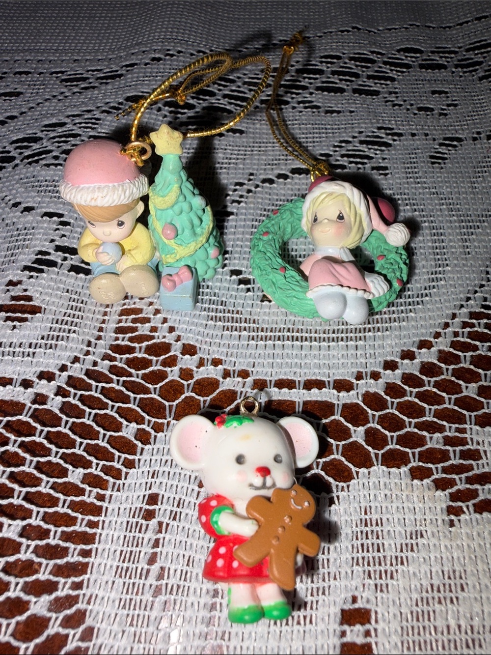 Vintage Precious Moments Tree & Wreath Ornaments -